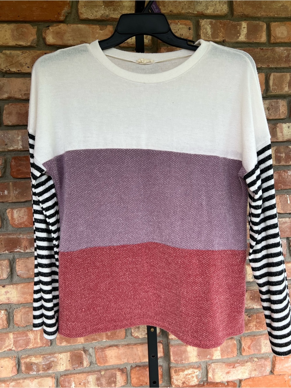 Lovely Melody Colorblock Knit Top - White, Lavender & Rose